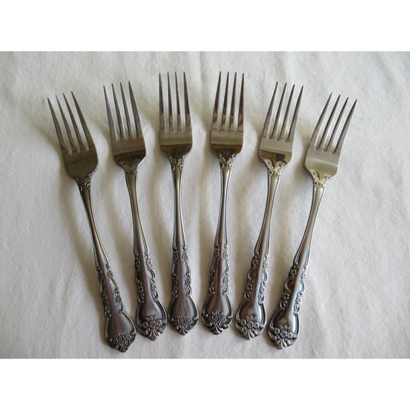 Roberts Rogers Co Korea & Taiwan DELIGHT Stainless Lot of 6x Dinner Forks 6.9" - Picture 4 of 10